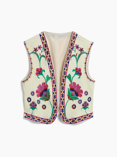 Emilia | Bestickte Weste mit Blumenmuster