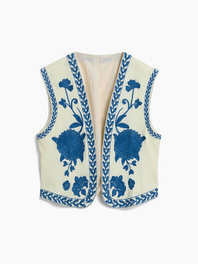 Emilia | Bestickte Weste mit Blumenmuster