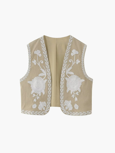 Emilia | Bestickte Weste mit Blumenmuster