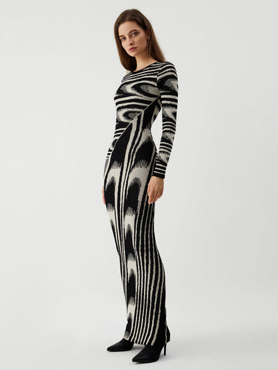 Anna | Langes Pulloverkleid mit Zebramuster