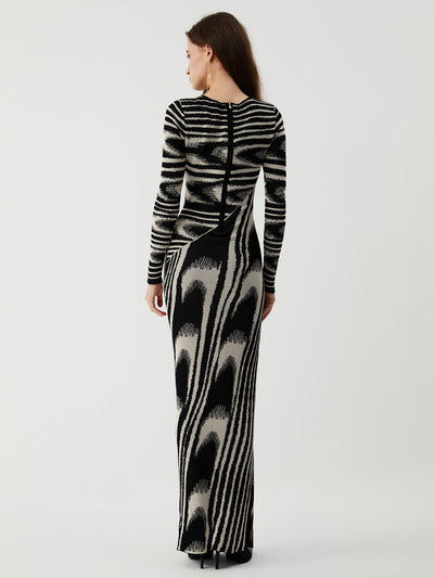 Anna | Langes Pulloverkleid mit Zebramuster