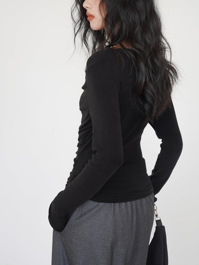 Anja | Drapiertes Langarm-Slinky-Shirt