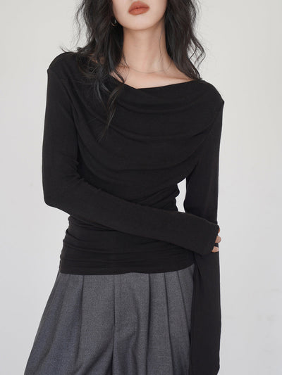 Anja | Drapiertes Langarm-Slinky-Shirt