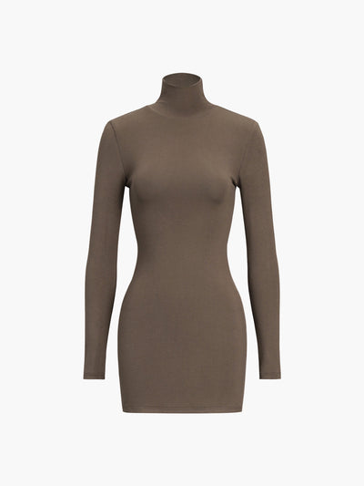 Bia | Elegantes langärmeliges Kleid mit Rollkragen und offenem Rücken