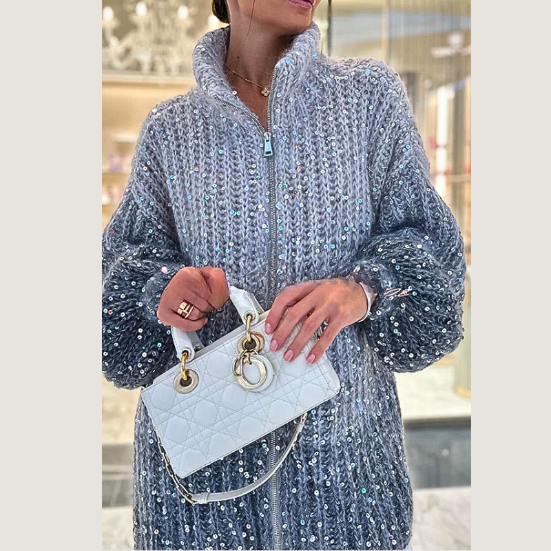 Iris - Pailletten-Strickjacke für Damen, eleganter Strickpullover