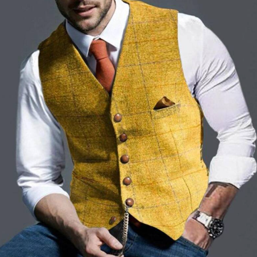 Modrezo | Herren Vintage Stylische Weste | Lässig