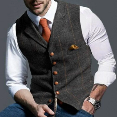 Modrezo | Herren Vintage Stylische Weste | Lässig