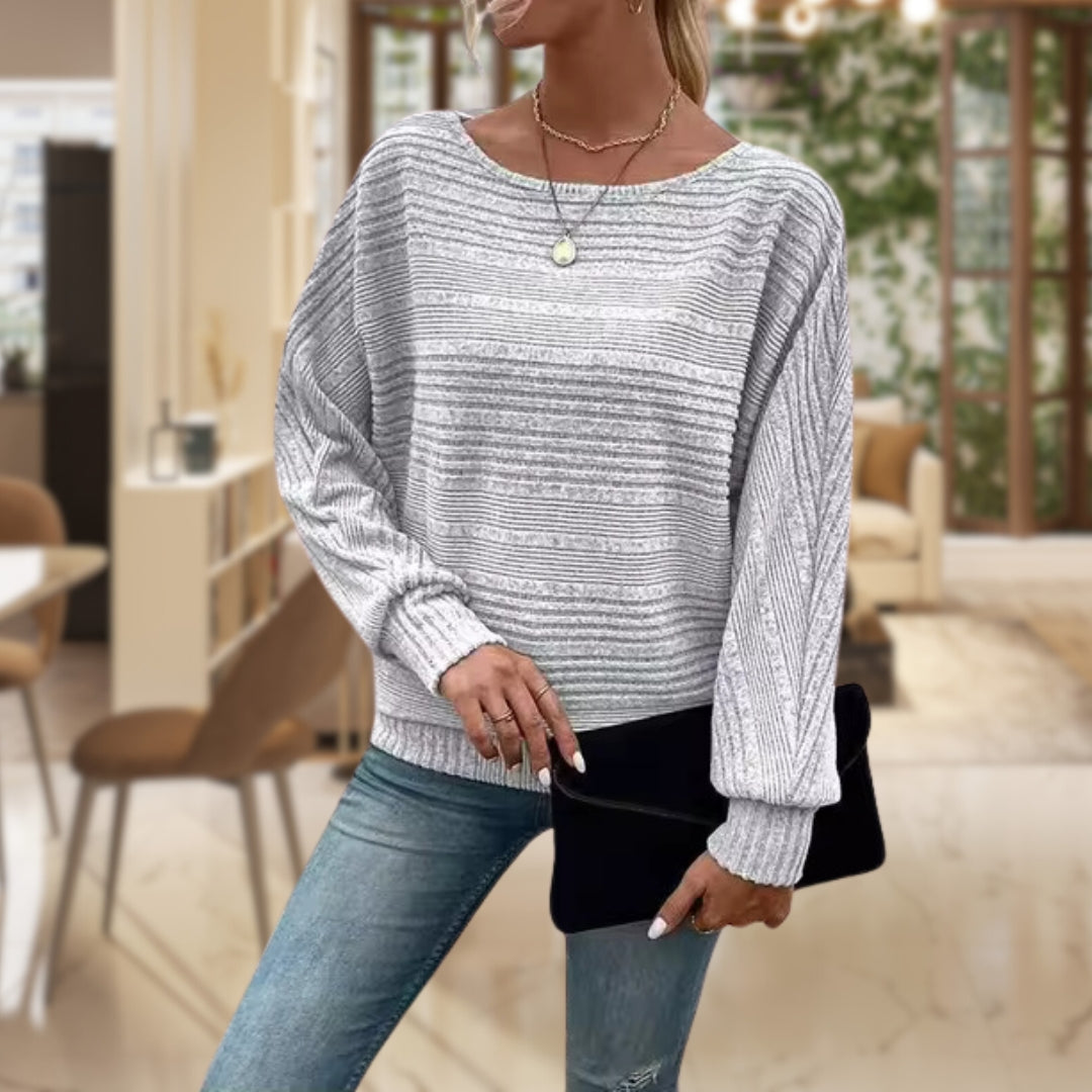 Boat Neck Pullover – Langarm-Strickpullover für Damen
