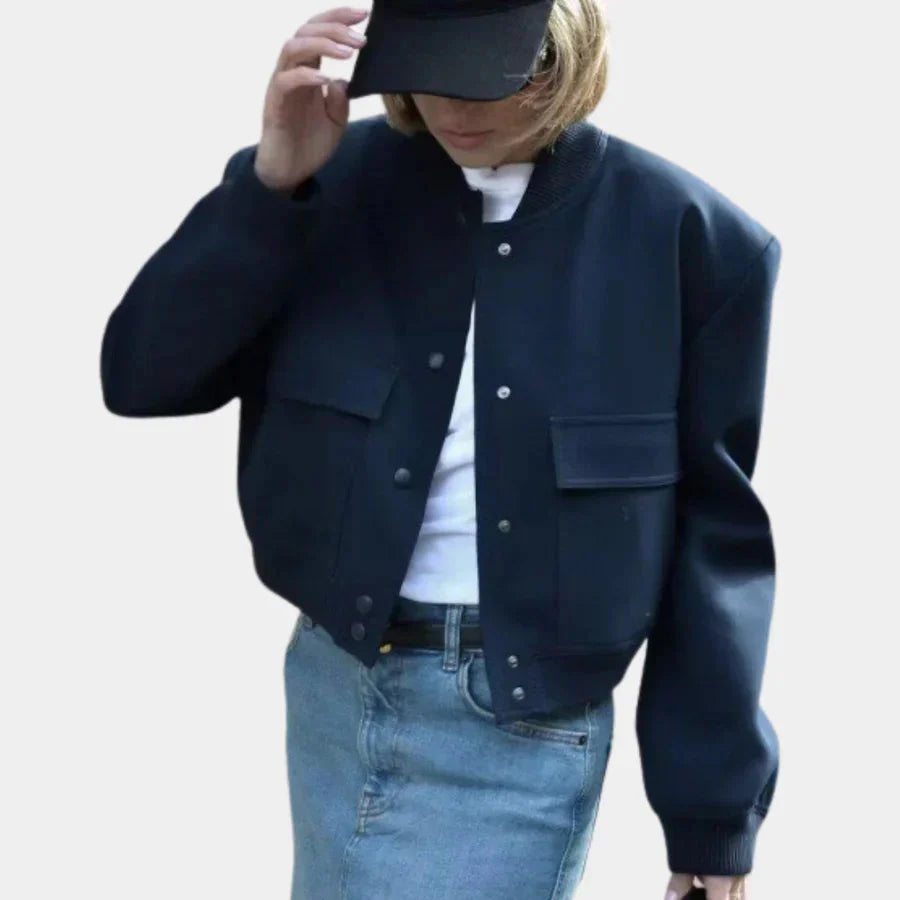 Bomberjacke – Kurz – mit Knöpfen – Herbstjacke – Damenjacke