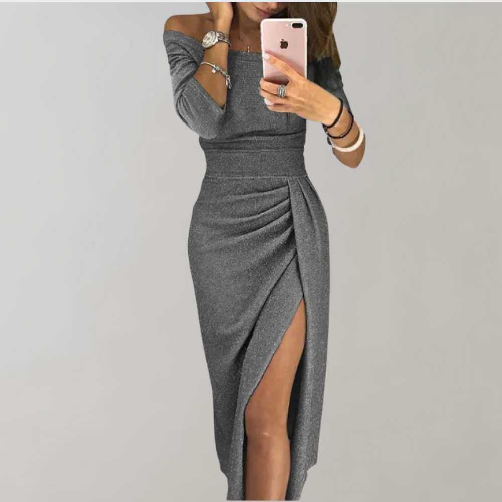 Caia - Elegantes langärmeliges Maxikleid