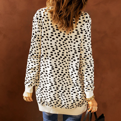 Lily - Bedruckte langärmelige Strickjacke für Frauen