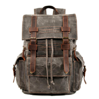 Lucalim | Herren Leinwand Schnallenverschluß Rucksack | Vintage