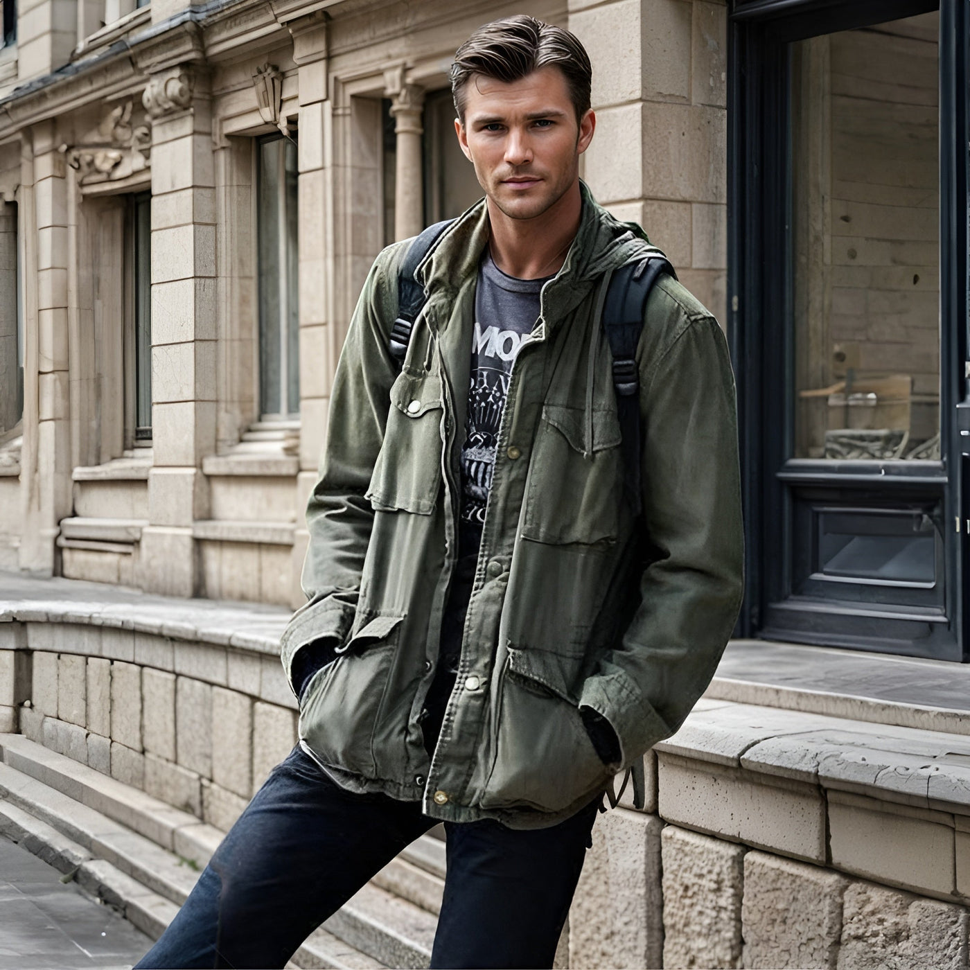 Cargo Jacke - Outdoor - Taschen - Parka Jacke - Herrenjacken