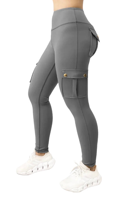 Cargo-Leggings | Hochgeschnitten | Dehnbar | Cargohosen | Damenbekleidung
