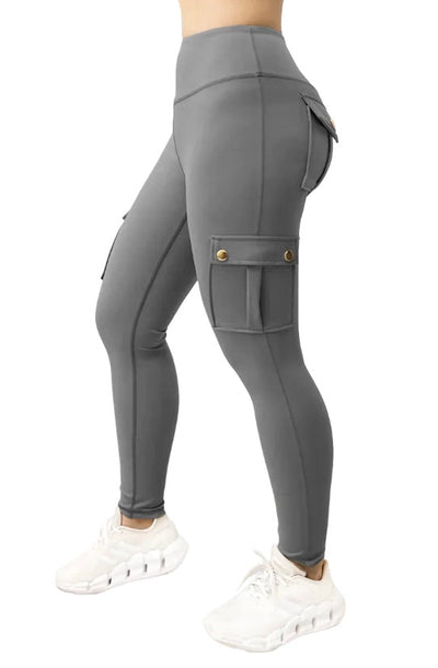Cargo-Leggings | Hochgeschnitten | Dehnbar | Cargohosen | Damenbekleidung