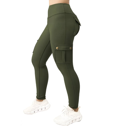 Cargo-Leggings | Hochgeschnitten | Dehnbar | Cargohosen | Damenbekleidung