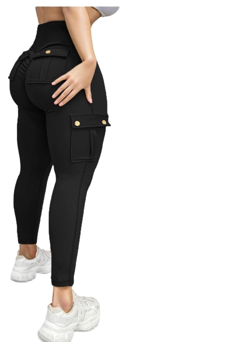 Cargo-Leggings | Hochgeschnitten | Dehnbar | Cargohosen | Damenbekleidung