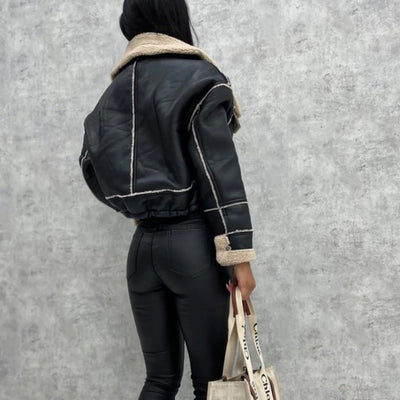 Margaret - Fliegerjacke aus Leder mit Sherpa-Futter