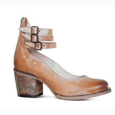 Chunky Heels – geschlossene Damenschuhe mit Blockabsatz und Fesselriemchen