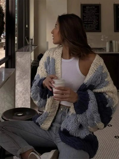 Chunky Strickjacke | Gestrickt | Offen | Strickjacken | Damen-Strickjacke