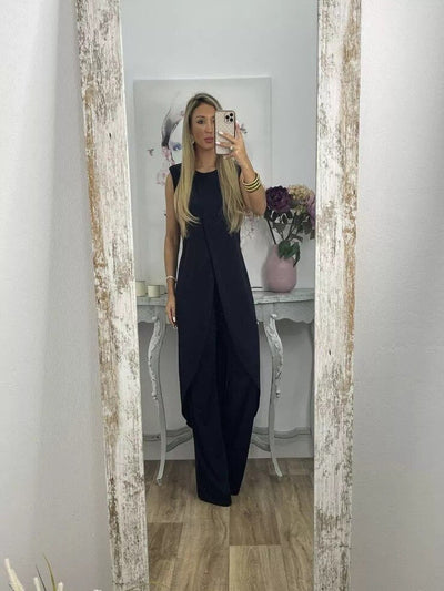Co-Ord Set – Asymmetrisches Kleid und ausgestellte Hose für Damen Zweiteiler