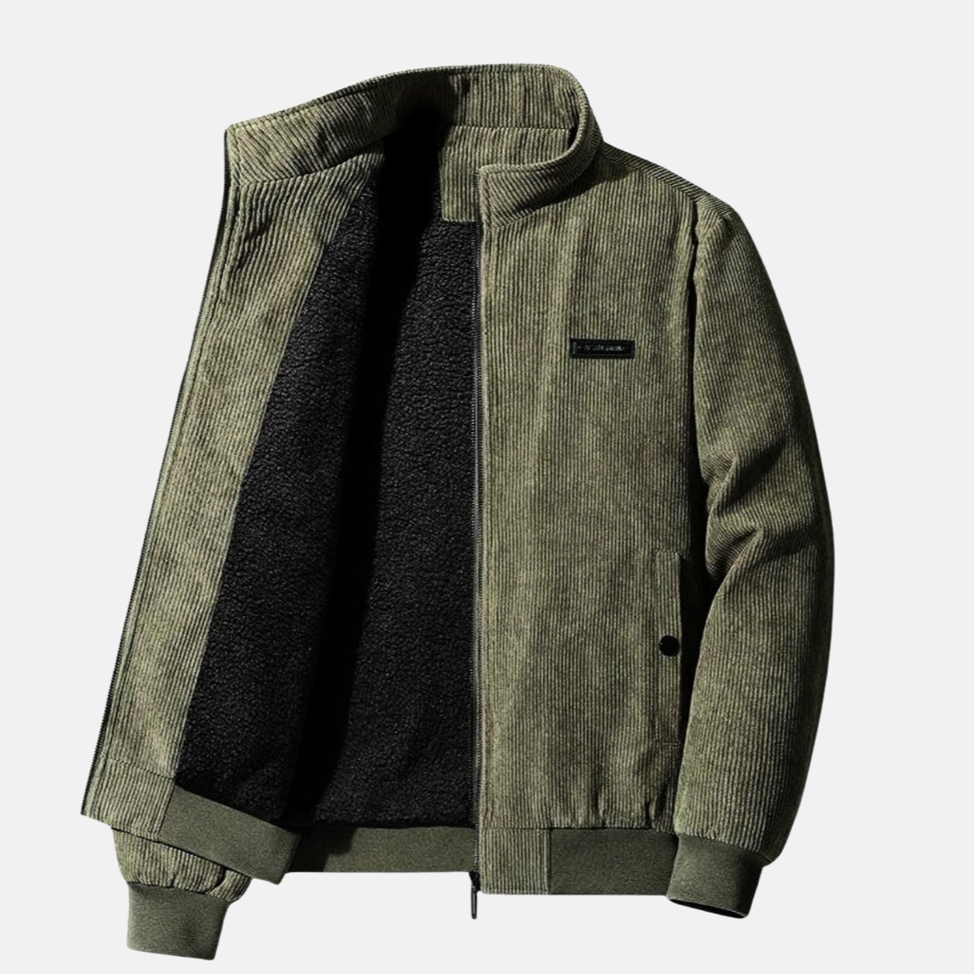 Cordjacke – warme Winterjacke für Herren mit Reißverschluss und Sherpa-Futter