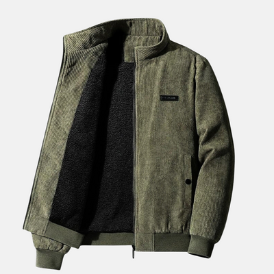 Cordjacke – warme Winterjacke für Herren mit Reißverschluss und Sherpa-Futter