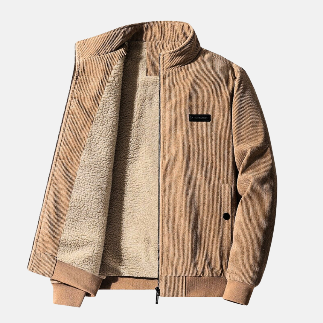 Cordjacke – warme Winterjacke für Herren mit Reißverschluss und Sherpa-Futter