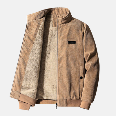 Cordjacke – warme Winterjacke für Herren mit Reißverschluss und Sherpa-Futter