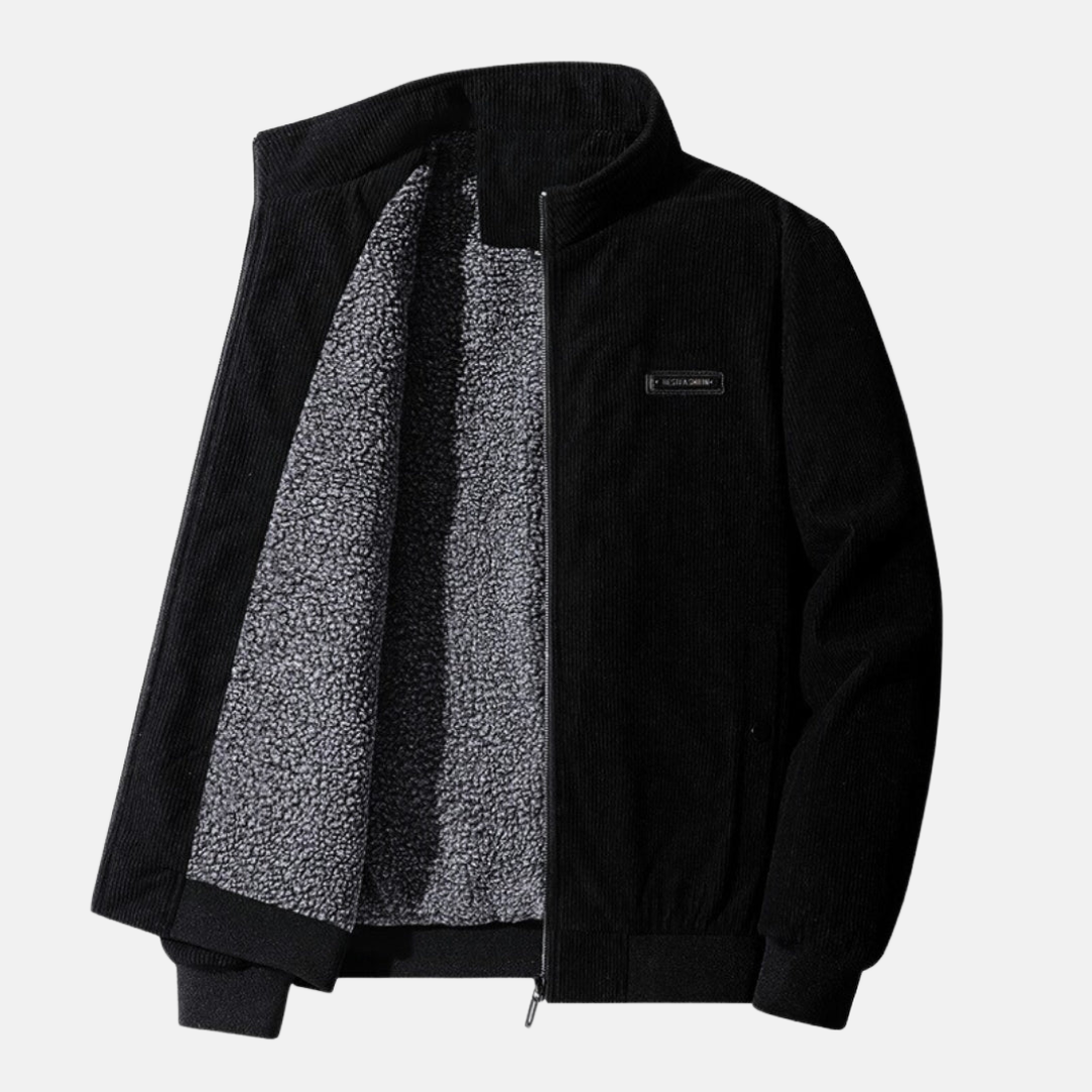 Cordjacke – warme Winterjacke für Herren mit Reißverschluss und Sherpa-Futter