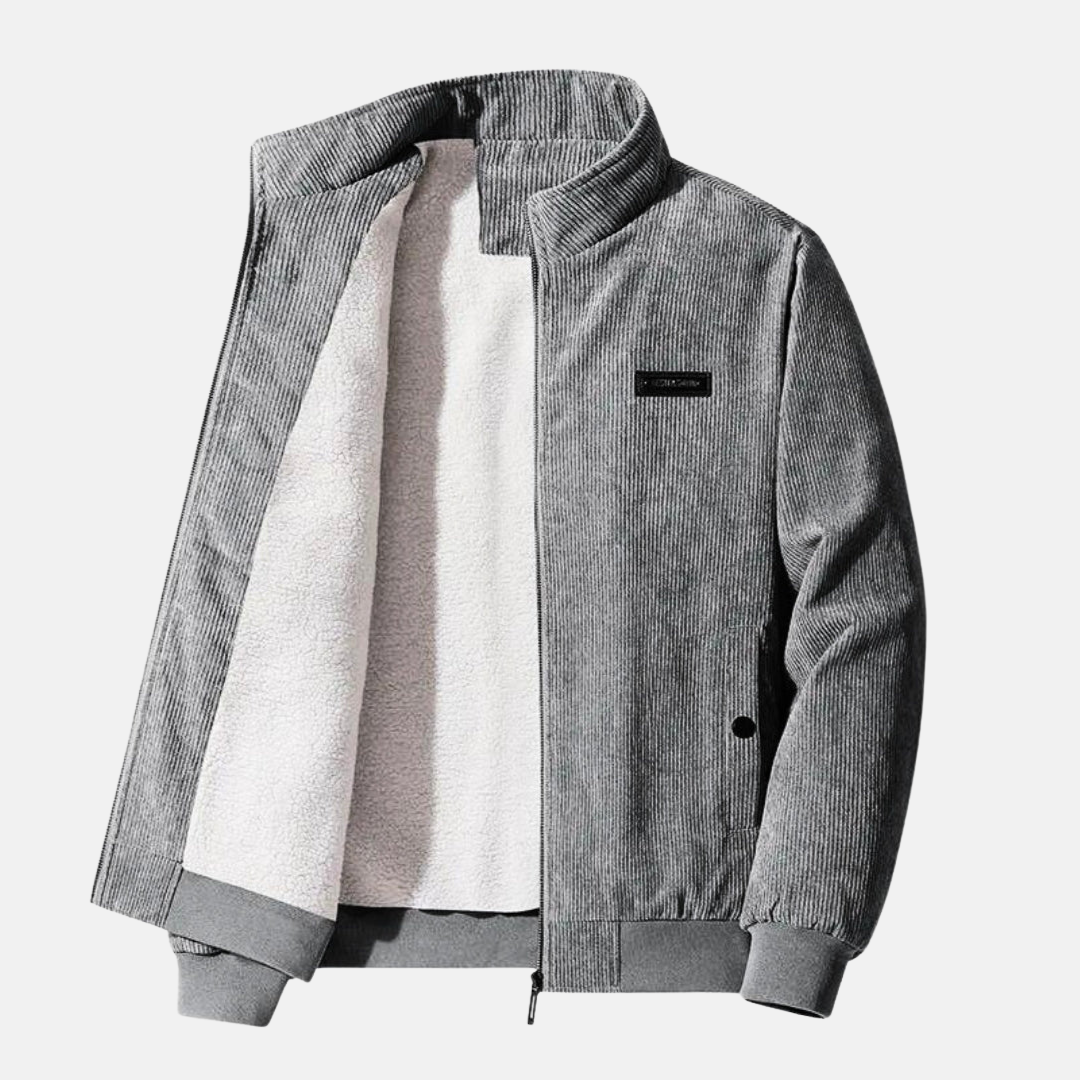 Cordjacke – warme Winterjacke für Herren mit Reißverschluss und Sherpa-Futter
