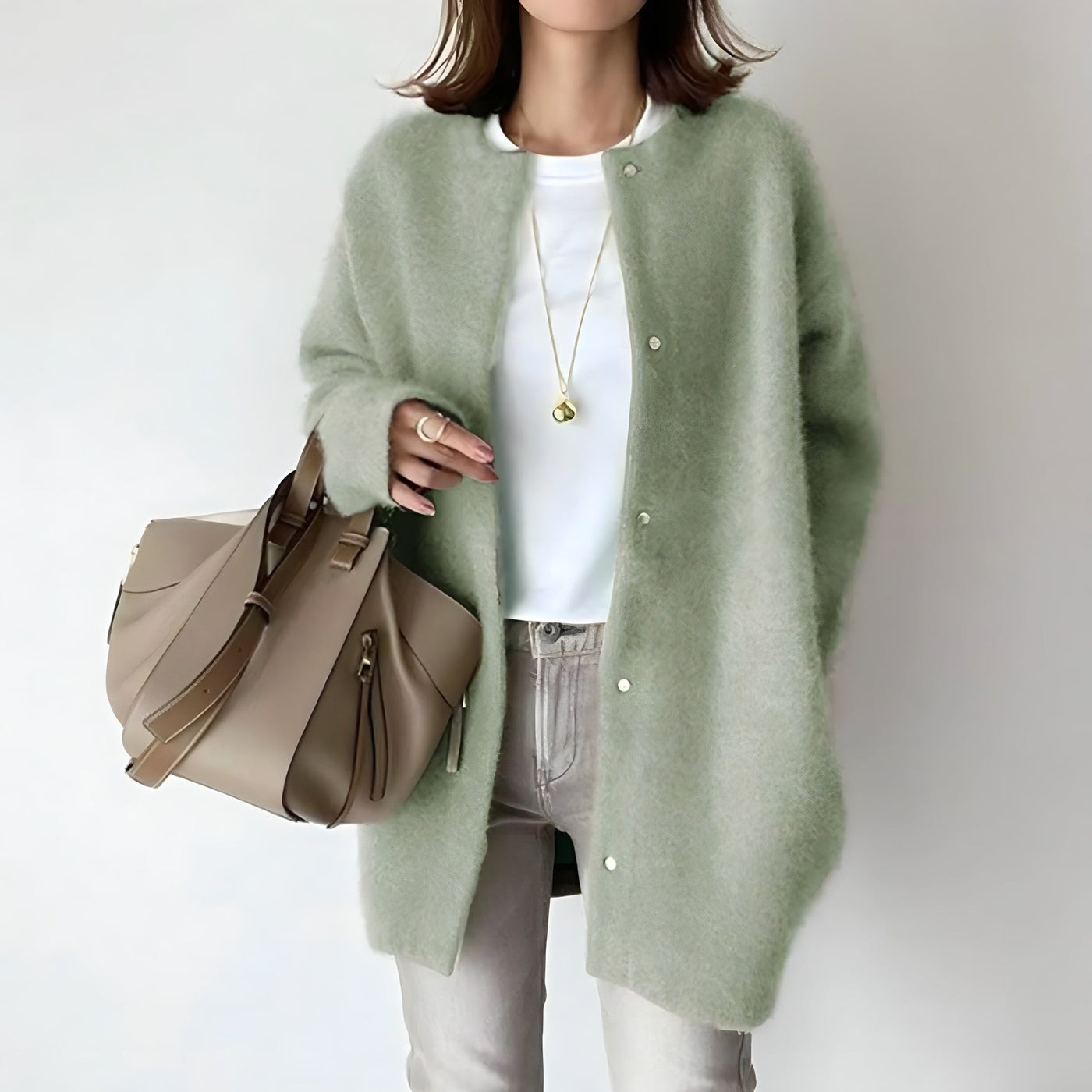 Damen-Strickjacke | Lang | Oversize-Strickjacke | Strickjacke mit Knöpfen