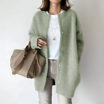 Damen-Strickjacke | Lang | Oversize-Strickjacke | Strickjacke mit Knöpfen