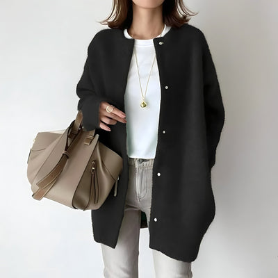 Damen-Strickjacke | Lang | Oversize-Strickjacke | Strickjacke mit Knöpfen