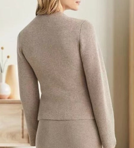 Damen-Strickjacke – Langärmlige Strickjacke mit Knöpfen und Taschen