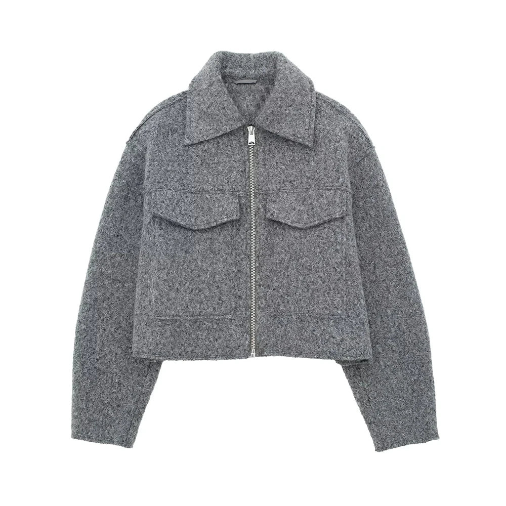 Damenjacke | Reißverschluss | Brusttaschen | Kurzjacke | Herbstjacke