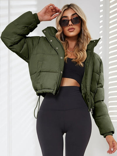 Daunenjacke – Kurz geschnitten – Kordelzug – Winterjacke für Damen