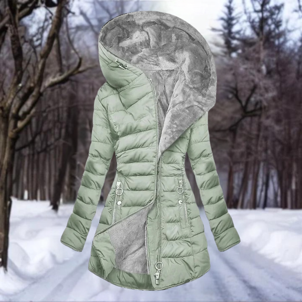 Daunenjacke – mit Kapuze – mit Fleece gefüttert – Wintermäntel und -jacken für Damen