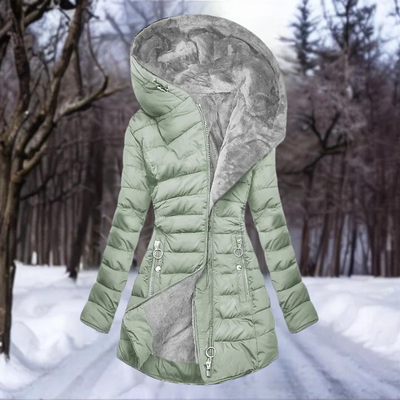 Daunenjacke – mit Kapuze – mit Fleece gefüttert – Wintermäntel und -jacken für Damen