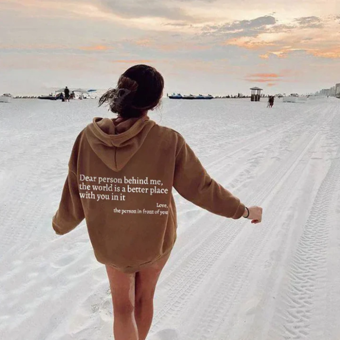 Dhaniya | Damen Text Muster Stylische Kapuzenpulli | Übergröße