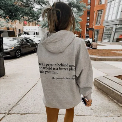 Dhaniya | Damen Text Muster Stylische Kapuzenpulli | Übergröße