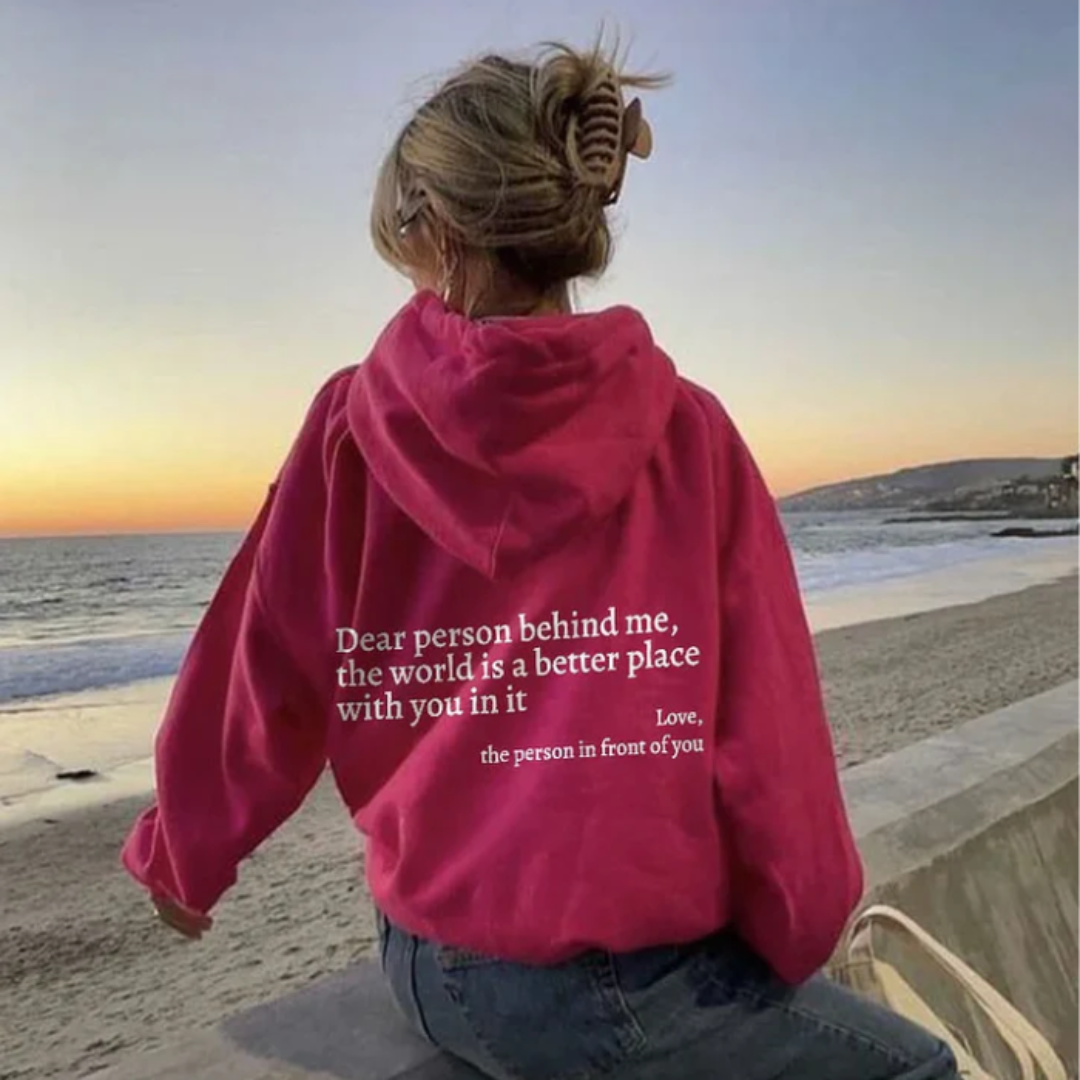 Dhaniya | Damen Text Muster Stylische Kapuzenpulli | Übergröße