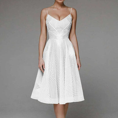 Elegantes Kleid | Knielang | Ärmellos | Kleid mit offenem Rücken | Cocktailkleid
