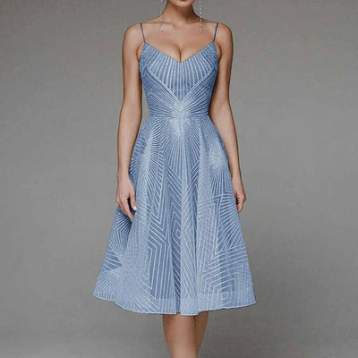 Elegantes Kleid | Knielang | Ärmellos | Kleid mit offenem Rücken | Cocktailkleid
