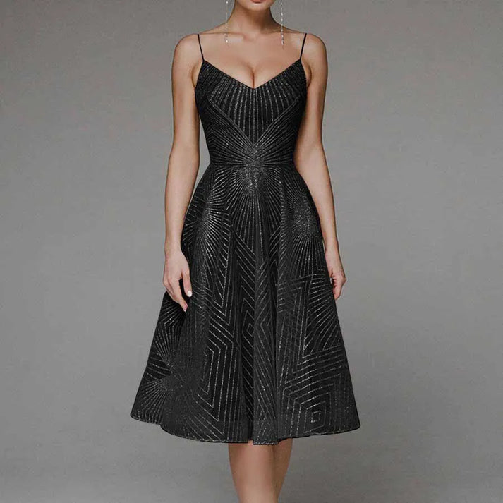 Elegantes Kleid | Knielang | Ärmellos | Kleid mit offenem Rücken | Cocktailkleid