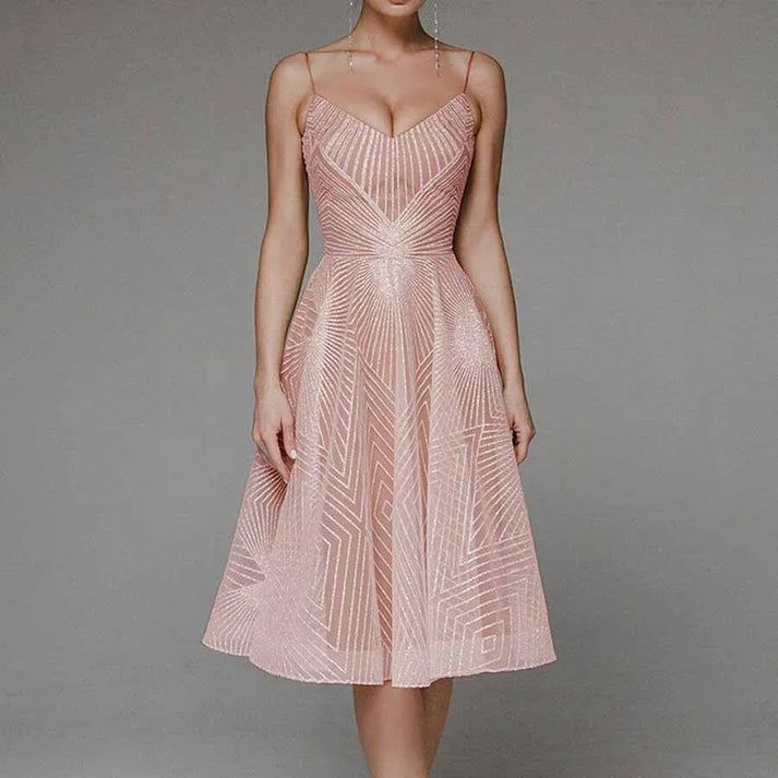 Elegantes Kleid | Knielang | Ärmellos | Kleid mit offenem Rücken | Cocktailkleid