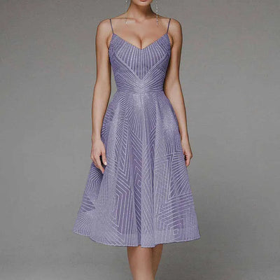Elegantes Kleid | Knielang | Ärmellos | Kleid mit offenem Rücken | Cocktailkleid
