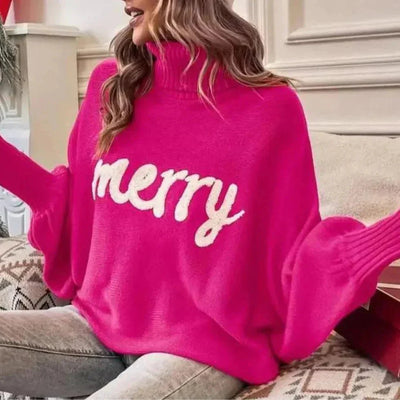 Festlicher „Merry“-Rollkragenpullover