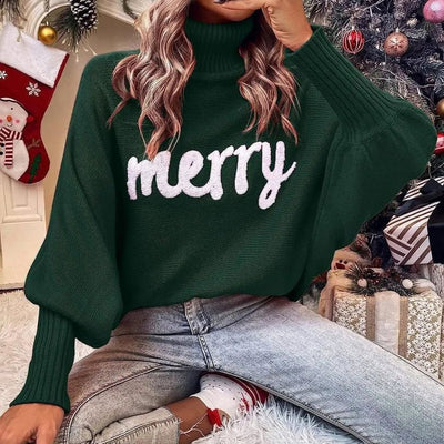 Festlicher „Merry“-Rollkragenpullover