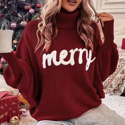 Festlicher „Merry“-Rollkragenpullover